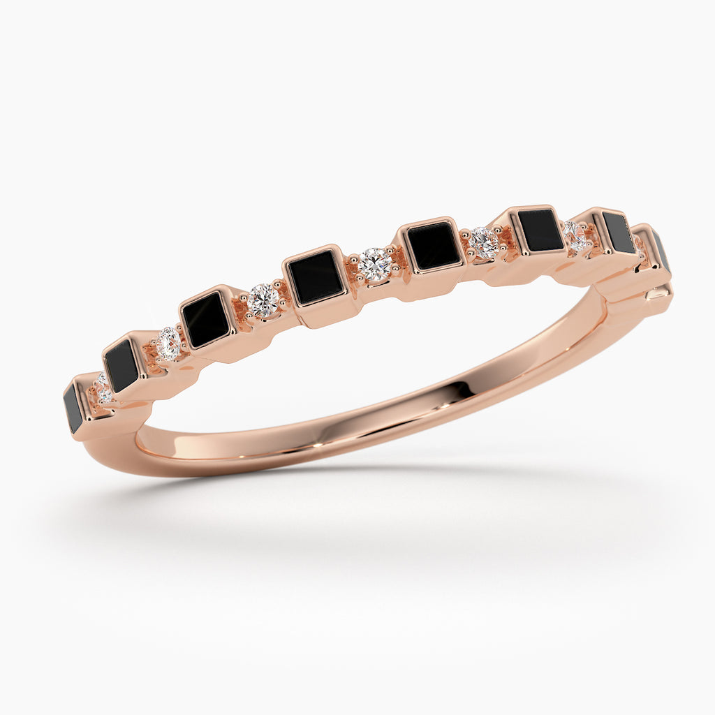 MINI CUBE DIAMOND ENAMEL RING
