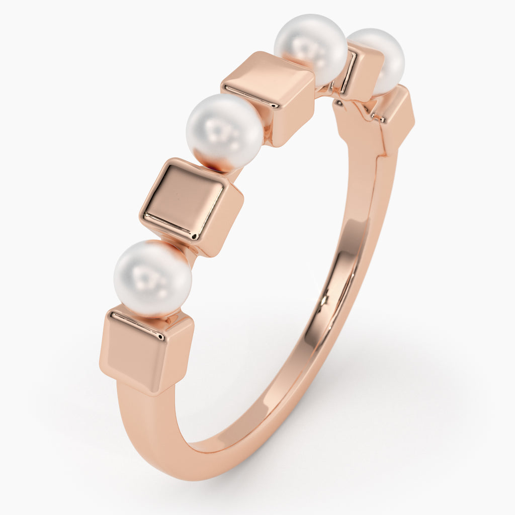 PEARL + CUBE RING